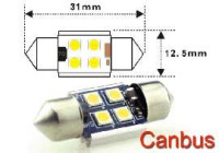 LED ŽÁROVKA 4xSMD3030 SV8,5-8 SUFIT 31mm 12-24V/1,5W BÍLÁ 